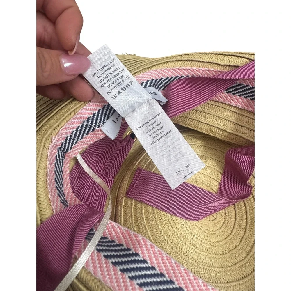 Laundry by Design floppy Straw Sun Hat Ribbon Frayed Wide Brim resort garden